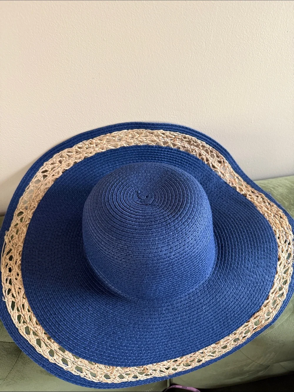 Navy Blue Wide Brim Beach Hat